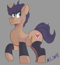 Size: 2280x2447 | Tagged: safe, artist:mylittlewarhorse, oc, oc only, oc:hearttrotter, pony, femboy, gray background, high res, male, male oc, signature, simple background, solo, stallion