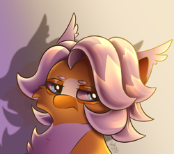 Size: 1700x1500 | Tagged: safe, artist:starcasteclipse, oc, oc only, pegasus, pony, cheek fluff, chest fluff, ear tufts, frown, glare, gradient background, lidded eyes, looking at you, shadow, solo