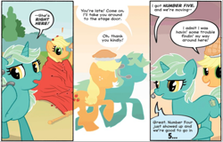 Size: 1124x718 | Tagged: safe, artist:carla speed mcneil, idw, official comic, applejack, daily revision, earth pony, pony, unicorn, friends forever #1, g4, my little pony: friends forever, spoiler:comic