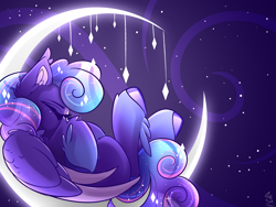 Size: 2000x1500 | Tagged: safe, artist:starcasteclipse, oc, oc only, pegasus, pony, crescent moon, moon, night, night sky, sky, solo, tangible heavenly object