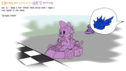 Size: 1920x1080 | Tagged: safe, artist:tarkan809, derpibooru exclusive, spike, dragon, g4, atg 2023, blue shell, digital art, dragonified, duo, duo male, kart, male, mario kart, newbie artist training grounds, racing, species swap, spence, this will end in tears, this will not end well
