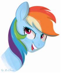 Size: 1602x1906 | Tagged: safe, artist:askometa, rainbow dash, pegasus, pony, g4, bust, female, looking at you, mare, open mouth, open smile, portrait, simple background, smiling, solo, white background