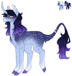 Size: 2336x2472 | Tagged: safe, artist:sleepy-nova, oc, oc only, oc:constellation horizon, pony, cloven hooves, constellation, curved horn, female, high res, horn, leonine tail, mare, simple background, solo, tail, transparent background