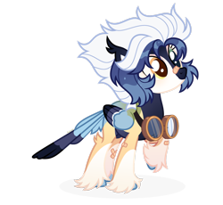 Size: 1920x1767 | Tagged: safe, artist:kabuvee, oc, oc only, pegasus, pony, colored wings, female, goggles, mare, multicolored wings, simple background, solo, tail, tail feathers, transparent background, wings