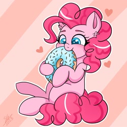 Size: 2000x2000 | Tagged: safe, artist:galaxy swirl, pinkie pie, earth pony, pony, g4, cute, diapinkes, donut, female, food, heart, high res, mare, nom, solo