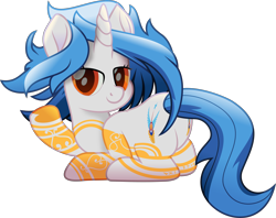 Size: 6143x4867 | Tagged: safe, artist:php178, oc, oc only, oc:henosis, original species, pony, tripartite, unicorn, g4, my little pony: rainbow roadtrip, my little pony: the movie, .svg available, blue mane, blue tail, both cutie marks, butt, coat markings, commission, commissioner:dust rock, female, flourish, flourishes, gold, hoof heart, leg stripes, lidded eyes, looking at you, looking back, looking back at you, lying down, mare, movie accurate, orange eyes, plot, ponyloaf, presenting, prone, rear view, simple background, smiling, smiling at you, solo, stripes, svg, swirls, swirly markings, tail, tail aside, three quarter view, transparent background, two toned mane, two toned tail, underhoof, united equestria, upside-down hoof heart, vector, written equestrian