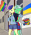 Size: 843x948 | Tagged: safe, artist:parronist, bon bon, lyra heartstrings, sweetie drops, earth pony, anthro, g4, clothes, current events, duo, female, flag, lesbian, pride flag, pride month, ship:lyrabon, shipping, ukraine flag