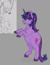 Size: 1523x1948 | Tagged: source needed, safe, artist:ombnom, twilight sparkle, pony, unicorn, g4, hoers, realistic horse legs, simple background, sketch, solo, standing on two hooves, unicorn twilight