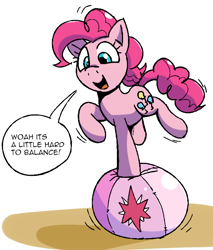 Size: 554x651 | Tagged: safe, anonymous artist, pinkie pie, earth pony, pony, g4, balancing, ball, beach ball, raised hoof, shaking, simple background, solo, twilight's cutie mark, white background
