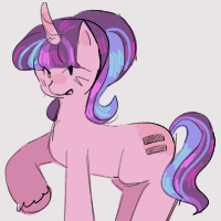 Size: 200x200 | Tagged: safe, artist:ghostbbee, starlight glimmer, pony, unicorn, g4, equal cutie mark, raised hoof, s5 starlight, simple background, smiling, solo, unshorn fetlocks