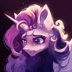 Size: 2048x2048 | Tagged: safe, artist:muna, rarity, pony, unicorn, g4, bust, chest fluff, crying, ear fluff, female, high res, mare, solo