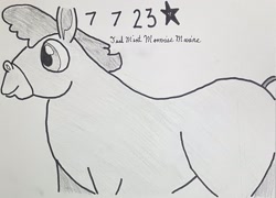 Size: 2283x1643 | Tagged: safe, artist:mlpfantealmintmoonrise, cranky doodle donkey, donkey, a friend in deed, g4, atg 2023, male, monochrome, newbie artist training grounds, pen drawing, pencil drawing, photo, traditional art, younger