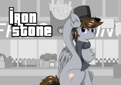 Size: 1700x1200 | Tagged: safe, artist:hovawant, oc, oc only, oc:rockyroadic, pegasus, pony, clothes, food, hat, ice cream, ironstone garrys mod server, scarf, solo, top hat