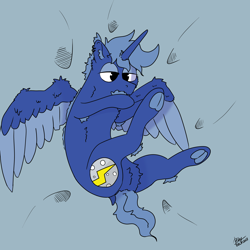 Size: 5000x5000 | Tagged: safe, artist:hrabiadeblacksky, oc, oc only, oc:dante lunar, pegasus, pony, blue fur, butt, commission, dock, featureless crotch, frog (hoof), hoofbutt, male, plot, solo, stallion, tail, underhoof