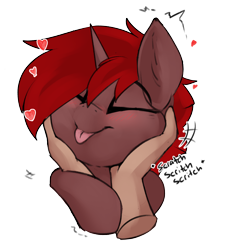 Size: 2226x2457 | Tagged: safe, artist:beardie, oc, oc only, oc:hardy, alicorn, pony, beardies scritching ponies, blushing, disembodied hand, eyes closed, hand, high res, male, simple background, solo, stallion, tongue out, transparent background