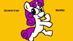 Size: 911x513 | Tagged: safe, artist:borgib, sweetie belle, pony, unicorn, g4, female, filly, foal, mare, mario paint, simple background, smiling, solo