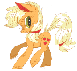 Size: 328x301 | Tagged: safe, artist:sigmapegasi, applejack, earth pony, pony, g4, missing accessory, missing hat, raised hoof, raised leg, simple background, solo, transparent background