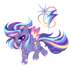 Size: 1920x1834 | Tagged: safe, artist:afterglory, pegasus, pony, colored wings, female, magical lesbian spawn, mare, multicolored wings, offspring, parent:rainbow dash, parent:starlight glimmer, parents:glimmerdash, simple background, solo, transparent background, wings