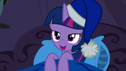 Size: 1280x720 | Tagged: safe, artist:the-intelligentleman, twilight sparkle, alicorn, pony, g4, power ponies (episode), season 4, .svg available, bed, golden oaks library, hat, nightcap, solo, svg, twilight sparkle (alicorn), vector