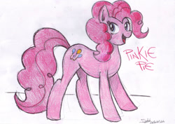 Size: 2912x2059 | Tagged: safe, artist:darkaudi1728, pinkie pie, earth pony, pony, g4, female, high res, mare, signature, smiling, solo, traditional art