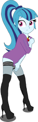 Size: 911x2932 | Tagged: safe, artist:gibsterboy5, sonata dusk, human, equestria girls, g4, boots, clothes, high heel boots, high heels, jewelry, looking at someone, photoshop, shirt, shoes, simple background, socks, solo, standing, thigh boots, thigh highs, thigh socks, transparent background