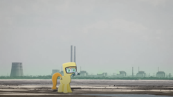 Size: 1280x719 | Tagged: safe, oc, oc only, oc:littlepip, earth pony, pony, fallout equestria, clothes, current events, hazmat suit, irl, mud, nuclear power plant, photo, ponies in real life, solo, suit, ukraine, zaporizhzhia