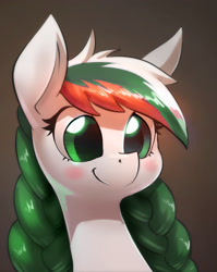 Size: 1118x1402 | Tagged: safe, artist:underpable, edit, edited edit, oc, oc only, oc:bulgaria, pony, blushing, bulgaria, bust, gradient background, nation ponies, ponified, portrait, smiling, solo