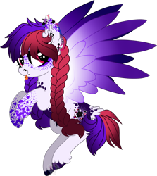 Size: 1694x1898 | Tagged: safe, artist:pure-blue-heart, oc, oc only, oc:velveteen venus griffin, pegasus, pony, :p, braid, cloven hooves, colored wings, ear piercing, earring, freckles, genderfluid, gift art, gradient wings, jewelry, lip piercing, nose piercing, pegasus oc, piercing, simple background, snake bites, tail, tail feathers, tongue out, tongue piercing, transparent background, two toned mane, unshorn fetlocks, wings