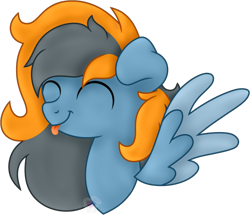 Size: 1158x1000 | Tagged: safe, artist:pure-blue-heart, oc, oc only, oc:skittle, pegasus, pony, :p, bust, colored wings, eyes closed, floppy ears, gift art, male, pegasus oc, portrait, simple background, stallion, stallion oc, tongue out, transparent background, two toned mane, two toned wings, wings