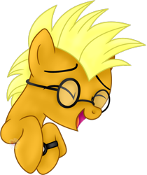 Size: 945x1123 | Tagged: safe, artist:pure-blue-heart, oc, oc only, oc:amon, earth pony, pony, bust, earth pony oc, eyes closed, glasses, laughing, male, open mouth, portrait, raffle prize, simple background, stallion, stallion oc, transparent background, watch, yellow mane