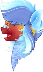 Size: 628x1045 | Tagged: safe, artist:pure-blue-heart, oc, oc only, earth pony, pony, bust, closed species, crysvalonia, earth pony oc, eyes closed, gemstone pony, gemstones, gift art, male, open mouth, portrait, simple background, smiling, stallion, transparent background