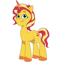 Size: 1200x1200 | Tagged: safe, artist:prixy05, sunset shimmer, pony, unicorn, g4, g5, my little pony: tell your tale, colored hooves, g4 to g5, generation leap, simple background, smiling, solo, transparent background, unshorn fetlocks, vector
