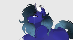 Size: 2880x1604 | Tagged: safe, artist:dejji_vuu, oc, oc only, earth pony, pony, chest fluff, crying, earth pony oc, female, mare, simple background, solo, white background