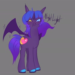 Size: 2048x2048 | Tagged: source needed, safe, artist:ombnom, oc, oc:night light, bat pony, pony, high res, looking at you, simple background, solo, spread wings, wings