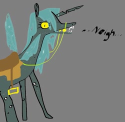 Size: 945x921 | Tagged: source needed, safe, artist:ombnom, queen chrysalis, changeling, changeling queen, g4, 1000 hours in ms paint, simple background, sketch, solo, text