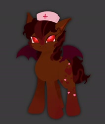 Size: 1655x1940 | Tagged: source needed, safe, artist:ombnom, oc, bat pony, pony, hat, simple background, smiling, solo