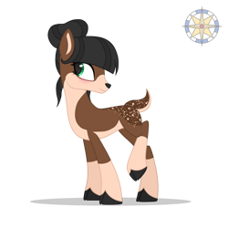 Size: 3000x3000 | Tagged: safe, artist:r4hucksake, oc, oc:fern, deer, blushing, concave belly, cute, deer oc, doe, female, high res, non-pony oc, ocbetes, raised hoof, simple background, slender, smiling, solo, thin, transparent background