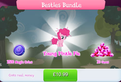 Size: 1264x861 | Tagged: safe, gameloft, pinkie pie, earth pony, pony, g4, my little pony: magic princess, official, bundle, costs real money, english, female, filly, filly pinkie pie, foal, gem, magic coins, mare, mobile game, numbers, sale, solo, text, younger