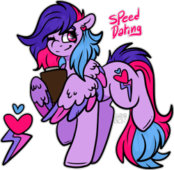 Size: 1687x1653 | Tagged: safe, artist:sexygoatgod, oc, oc only, oc:speed dating, pegasus, pony, adoptable, clipboard, female, magical lesbian spawn, offspring, parent:princess cadance, parent:rainbow dash, parents:cadash, simple background, solo, transparent background
