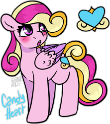 Size: 1519x1717 | Tagged: safe, artist:sexygoatgod, princess cadance, oc, oc only, oc:candy heart, pegasus, pony, g4, adoptable, alternate universe, female, simple background, solo, transparent background