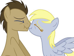 Size: 1091x825 | Tagged: safe, artist:box-of-ideas, artist:yeetmedownthestairs, derpy hooves, doctor whooves, time turner, earth pony, pegasus, pony, g4, base used, boop, cute, duo, eyes closed, female, kissing, male, mare, nose wrinkle, noseboop, scrunchy face, ship:doctorderpy, shipping, simple background, stallion, straight, transparent background