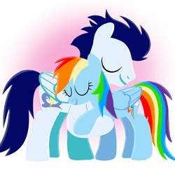 Size: 1400x1400 | Tagged: safe, artist:mlplary6, rainbow dash, soarin', pegasus, pony, g4, boyfriend and girlfriend, eyes closed, female, hug, love, male, mare, ship:soarindash, shipping, stallion, straight