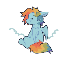 Size: 1673x1385 | Tagged: safe, artist:grubscouts, rainbow dash, pegasus, pony, g4, :p, floppy ears, looking back, simple background, sitting, solo, tongue out, white background