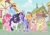 Size: 1754x1240 | Tagged: safe, artist:zer0wlet, applejack, fluttershy, pinkie pie, rainbow dash, rarity, twilight sparkle, alicorn, bat pony, earth pony, pegasus, pony, unicorn, g4, alternate hairstyle, applejack's hat, bandana, bat ponified, bat wings, blurry background, bowtie, bracelet, coat markings, confetti, cowboy hat, crouching, crown, curly mane, curly tail, curved horn, ear piercing, earring, ears up, eyebrows, eyebrows visible through hair, fangs, floral head wreath, flower, flutterbat, flying, freckles, goggles, group, group photo, hat, hoof polish, hooves, horn, horn ring, jewelry, lidded eyes, long mane, long tail, looking at someone, looking at you, mane six, multicolored freckles, multicolored hooves, necklace, no pupils, open mouth, party hat, piercing, ponytail, race swap, raised eyebrows, raised hoof, regalia, ring, screencap background, short mane, signature, smiling, spots, spread wings, tail, teeth, tongue out, twilight sparkle (alicorn), unshorn fetlocks, wings