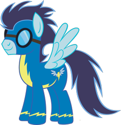 Size: 1946x2000 | Tagged: safe, soarin', pegasus, pony, g4, official, .svg available, clothes, goggles, male, simple background, smiling, solo, spread wings, stallion, svg, transparent background, uniform, vector, wings, wonderbolts uniform