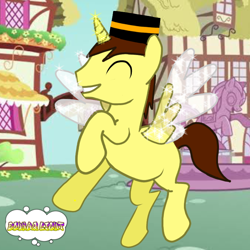 Size: 768x768 | Tagged: safe, artist:mazakbar567, oc, oc:bouraq, alicorn, pony, cap, eyes closed, hat, male, tooth