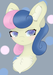 Size: 1666x2360 | Tagged: safe, artist:sodapop sprays, bon bon, sweetie drops, earth pony, pony, g4, bust, chest fluff, colored pupils, ear fluff, looking at you, portrait, solo