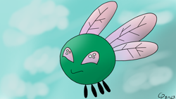 Size: 1920x1080 | Tagged: safe, artist:countderpy, parasprite, cloud, cute, eyes open, flying, sky, solo