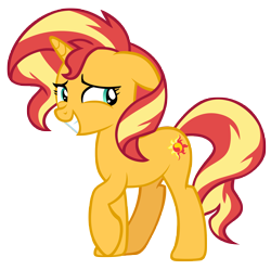 Size: 9833x9776 | Tagged: safe, artist:andoanimalia, sunset shimmer, pony, unicorn, equestria girls, equestria girls specials, g4, my little pony equestria girls: better together, my little pony equestria girls: spring breakdown, absurd resolution, backing away, female, floppy ears, mare, nervous, nervous smile, raised hoof, simple background, smiling, solo, transparent background, vector