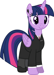 Size: 2214x3048 | Tagged: safe, artist:edy_january, edit, vector edit, twilight sparkle, alicorn, pony, g4, agent, agent twilight, black suit, clothes, fbi, high heels, high res, interpol, police, protagonist, shoes, simple background, smiling, solo, suit, transparent background, twilight sparkle (alicorn), vector, vector used